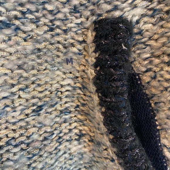 American Eagle Metallic Wool Sweater Zipper Cardigan Jacket Knit Navy White M - Picture 7 of 10